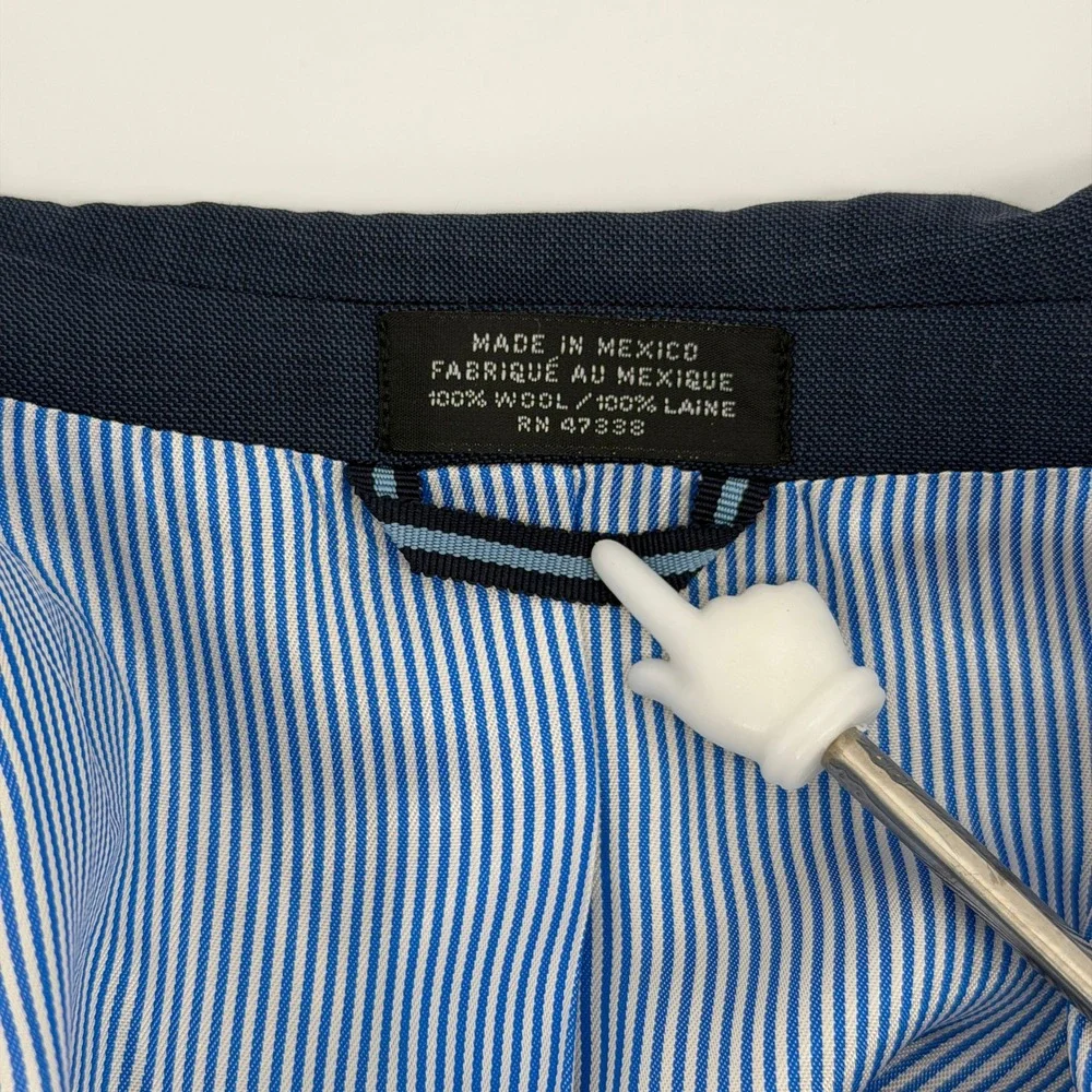 Tommy Hilfiger Blazer Mens 42R Navy Blue Two Button Tailored Sport Coat Preppy